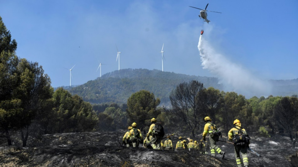 Los bomberos combaten un gran incendio en el sureste de Espa&ntilde;a avivado por el viento