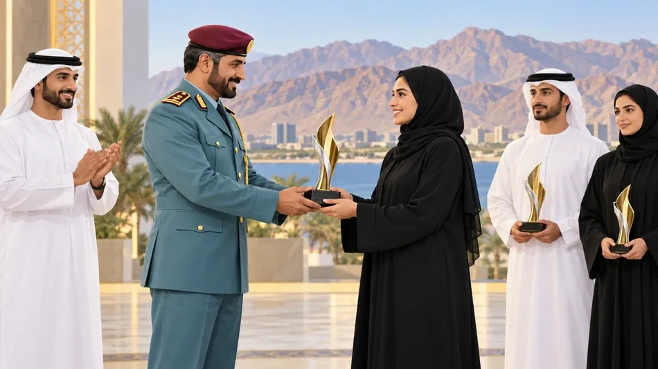 شرطة رأس الخيمة تكرم فائزين بجوائز خليجية للموارد البشرية والشباب